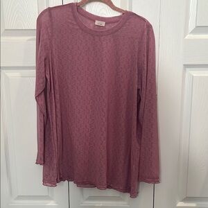 LOGO by Lori Goldstein Pink Ribbed Blouse